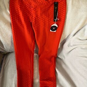 Bright Orange Textured Leggings